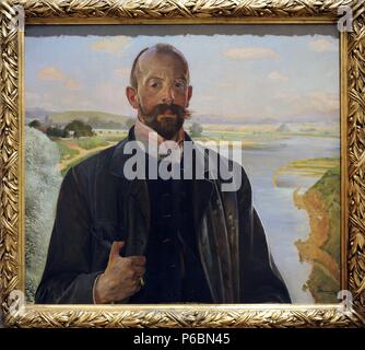 Jacek Malczewski (1854-1929). Polish painter. Self-portrait with the Vistula in the Background, 1901. National Museum Gallery. Krakow. Poland. Stock Photo