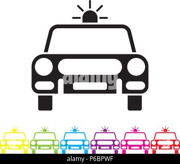 Police car glyph icon vector. Law enforcement and criminal justice symbol. Stock Vector