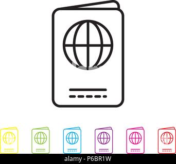 Passport vector line icon. Summer holidays and travel symbol. Stock Vector