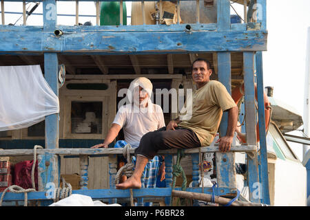 Iranian Dhow Sailors in Deira,Dubai Stock Photo