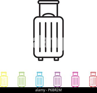 Rolling suitcase vector line icon. Summer holidays and travel symbol. Stock Vector