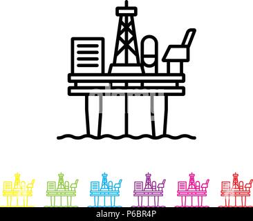 Offshore oil drilling platform line icon vector. Industry symbol. Stock Vector