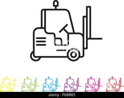 Forklift vector line icon. Industry and shipping symbol. Stock Vector