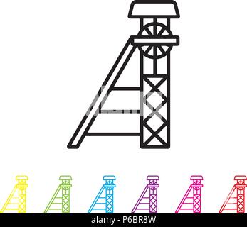 Headframe vector line icon. Mining and industry symbol. Stock Vector