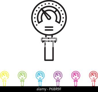 Pressure meter vector line icon. Industry symbol. Stock Vector