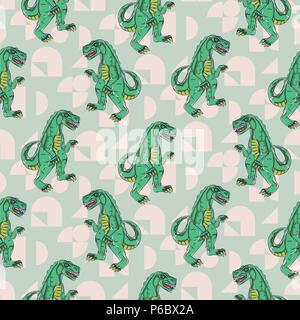 Reptile monster boy seamless vector pattern. Stock Vector