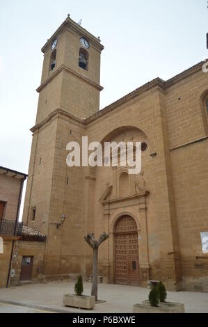 Main Square Of Casalarreina With Its Picturesque Buildings And The Church Of San Martin. Architecture, Art, History, Travel. December 27, 2015. Casala Stock Photo