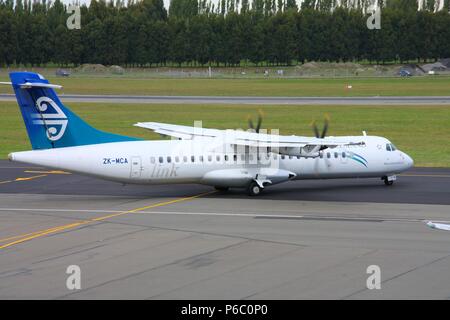 CHRISTCHURCH, NEW ZEALAND - MARCH 17, 2009: Air New Zealand ATR 72 at Christchurch Airport, New Zealand. As of 2013 ATR has 206 orders for ATR 72 airc Stock Photo