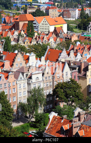 Poland - Gdansk city (also know nas Danzig) in Pomerania region. Old town aerial view. Stock Photo