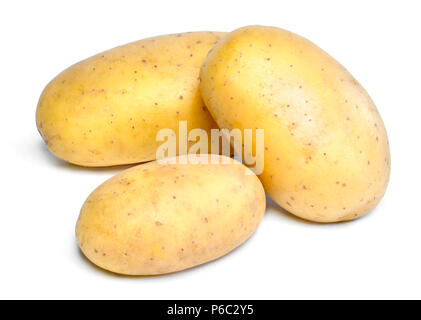 Potato isolated on white background. Fresh, raw potatoes, studio shot. Cooking ingredient. Stock Photo