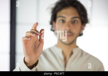 Close Up of Young Man Discussing and Moving Hands Stock Photo
