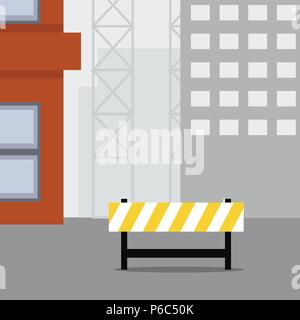 Construction scene, Warning sign, Don't enter, Buildings under construction Stock Vector