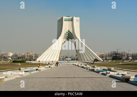 The famous Iranian Landmark Azadi Tower or Freedom Tower designed by architect Hossein Amanat, in Tehran, Iran. Stock Photo