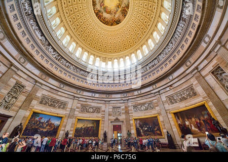 The U.S. Capitol Rotunda is a large, domed, circular room located in the center of the United States Capitol, Washington, District of Columbia, USA Stock Photo