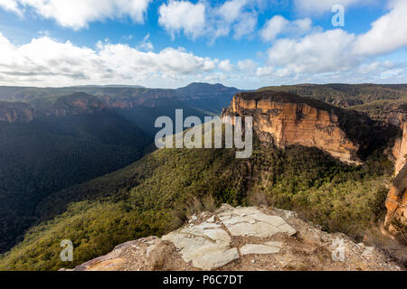 The Iconic Baltzer lookout and Hanging Rock at Blackheath New South Wales Australia on 20th June 2018 Stock Photo