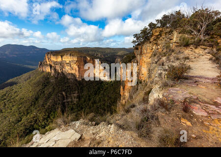 The Iconic Baltzer lookout and Hanging Rock at Blackheath New South Wales Australia on 20th June 2018 Stock Photo