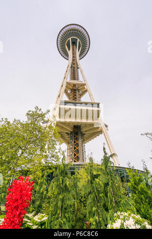 SEATTLE - Apr 26, 2016: Blown glass in abstract shapes, Chihuly Garden and Glass Museum, Seattle, Washington Stock Photo