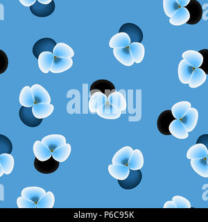 Seamless floral pattern blue Pansies flowers on blue background, vector, eps 10 Stock Photo