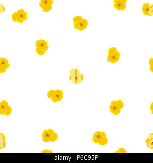 Seamless floral pattern yellow Pansies flowers on white background, vector, eps 10 Stock Photo