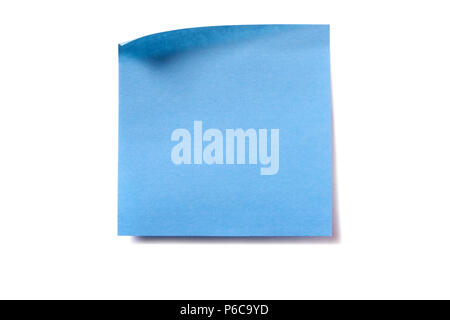 Blue square sticky post note isolated on white Stock Photo