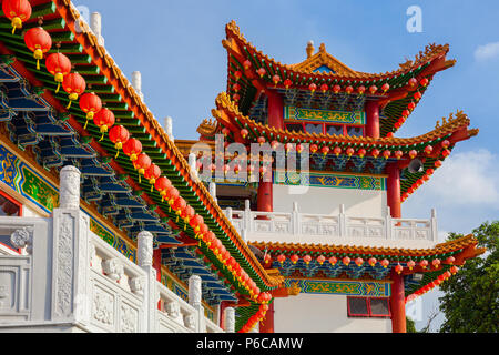 Thean Hou Temple decorated with red Chinese lanterns, Kuala Lumpur, Malaysia Stock Photo