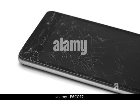 broken touchscreen of a smartphone isolated on white Stock Photo