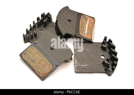 bicycle brake pads with radiator for cooling isolated on white Stock Photo