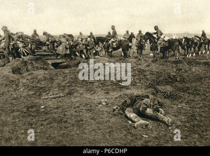 world war i, German soldiers, feldhaubitzbatterie, ww1, wwi, world war one Stock Photo