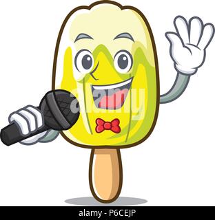 Singing lemon ice cream mascot cartoon Stock Vector