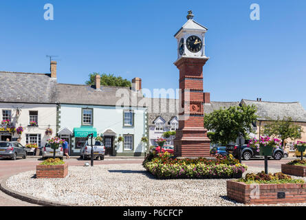 south wales usk south wales Twyn Square and victorian clock tower Usk town centre Monmouthshire south Wales United Kingdom uk gb europe Stock Photo