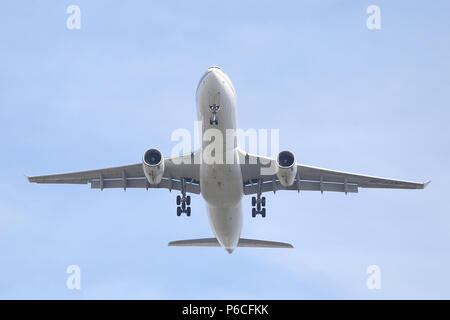 ISTANBUL, TURKEY - MARCH 10, 2018: Saudi Arabian Airlines Airbus A330-343 (CN 1797) landing to Istanbul Ataturk Airport. Saudia has 198 fleet size and Stock Photo