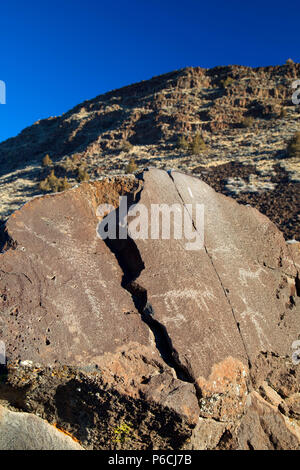 Petroglyphs on Picture Rock Pass, Lakeview District Bureau of Land Management, Oregon Outback Scenic Byway, Oregon Stock Photo