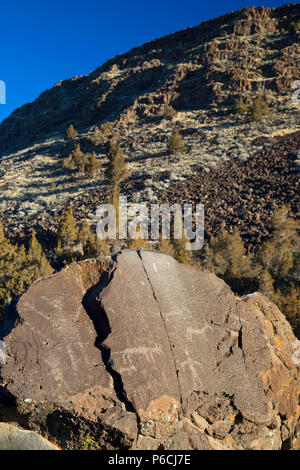 Petroglyphs on Picture Rock Pass, Lakeview District Bureau of Land Management, Oregon Outback Scenic Byway, Oregon Stock Photo