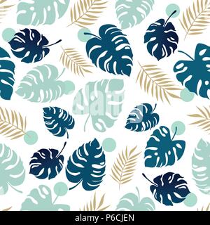 Seamless monstera pattern vector illustration. Stock Vector