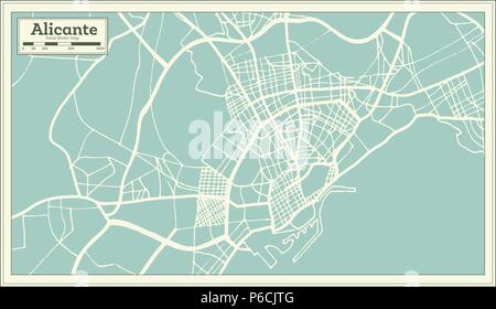 Alicante Spain City Map in Retro Style. Outline Map. Vector Illustration Stock Vector Image ...