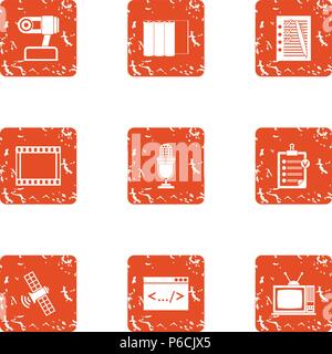 Companion icons set, grunge style Stock Vector