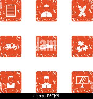 Clarification icons set, grunge style Stock Vector