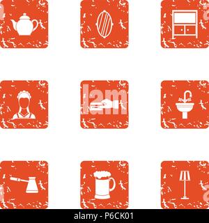 Maidservant icons set, grunge style Stock Vector