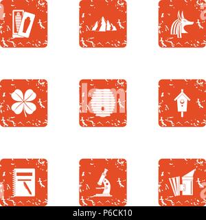 Pristine icons set, grunge style Stock Vector