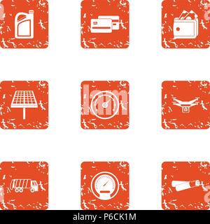 Rapid succession icons set, grunge style Stock Vector