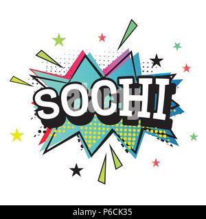 Sochi Comic Text in Pop Art Style. Vector Illustration. Stock Vector