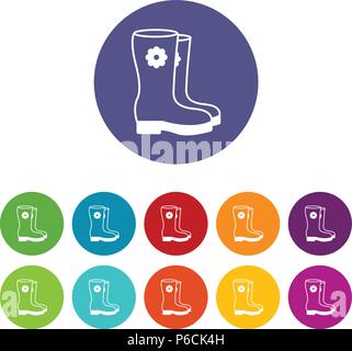Boots icons set vector color Stock Vector