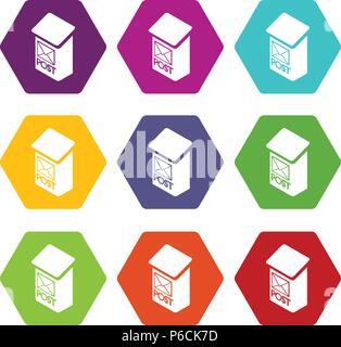 Apartment post box icons set 9 vector Stock Vector