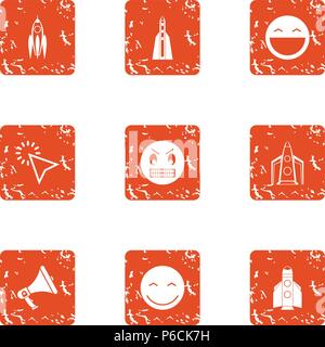 Children happiness icons set, grunge style Stock Vector