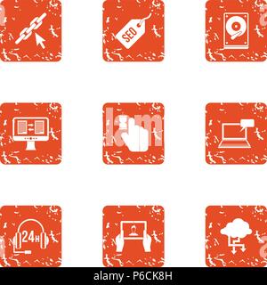 Select the data icons set, grunge style Stock Vector