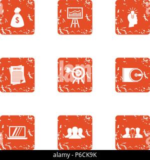 Loot icons set, grunge style Stock Vector