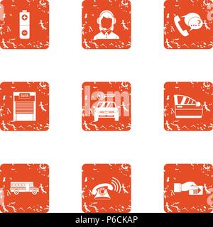 Solicit icons set, grunge style Stock Vector