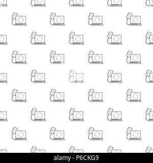 Gadgets synchronized operation icon, outline style Stock Vector