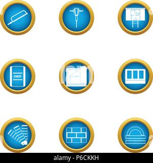 Edifice icons set, flat style Stock Vector