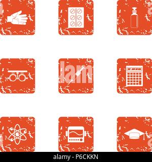 Chemical engineering icons set, grunge style Stock Vector